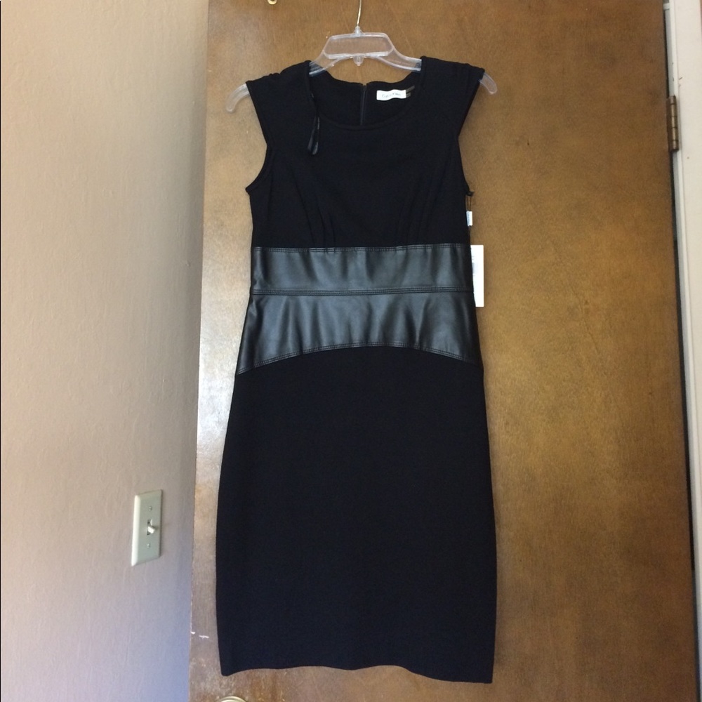 Calvin Klein faux leather black dress. Women’s size 4P